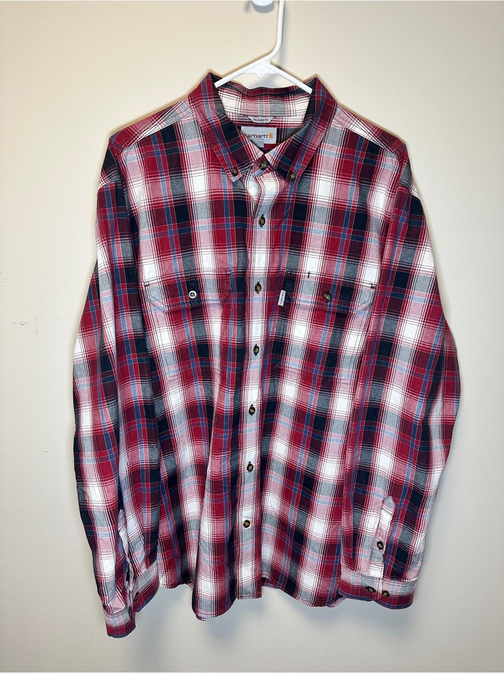 Carhartt Men’s XL Relaxed Fit Long Sleeve Plaid Button-Up Shirt